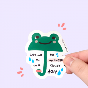 Adorable Umbrella Frog Sticker